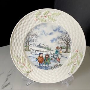 "Ice Skaters" Christmas Plate by Belleek